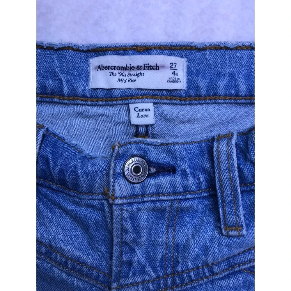 Abercrombie & Fitch‎ 90s Straight Jeans Womens 27/4S Light wash Curve Love